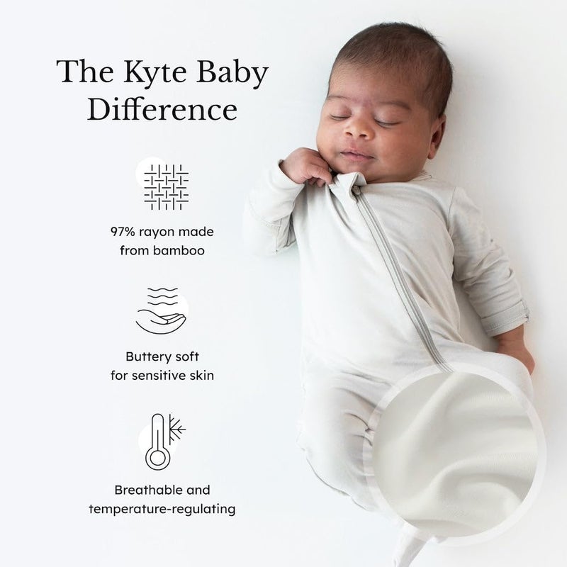KYTE BABY Unisex Zipper Closure Footies, Rayon Made From Bamboo (6-12 Months, Oat) - Image 2